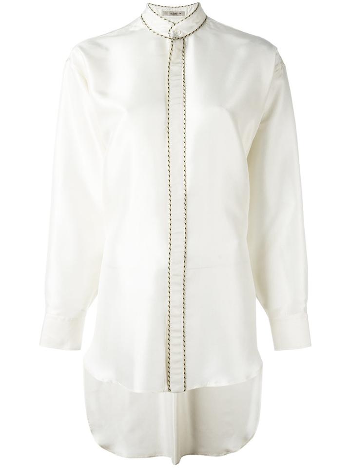 Etro - Piped High-low Hem Shirt - Women - Silk/acetate - 40, White, Silk/acetate