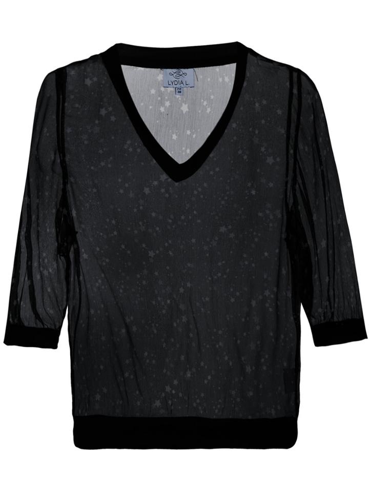 Lydia L. Sibyla Shooting Stars Cropped Top - Black