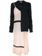 Comme Des Garçons Vintage Floral Dress With Attached Cardigan - Blue
