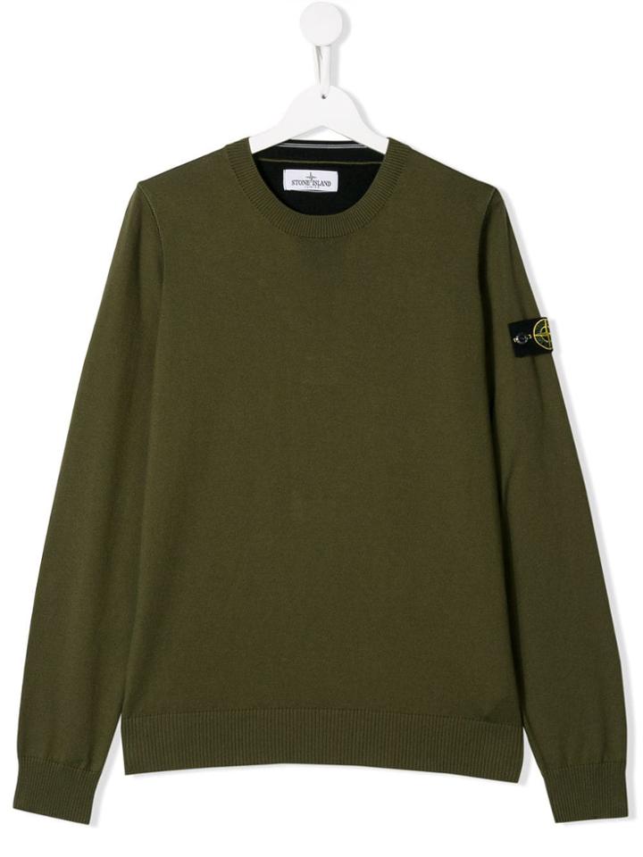 Stone Island Junior Khaki Cotton Sweater - Green