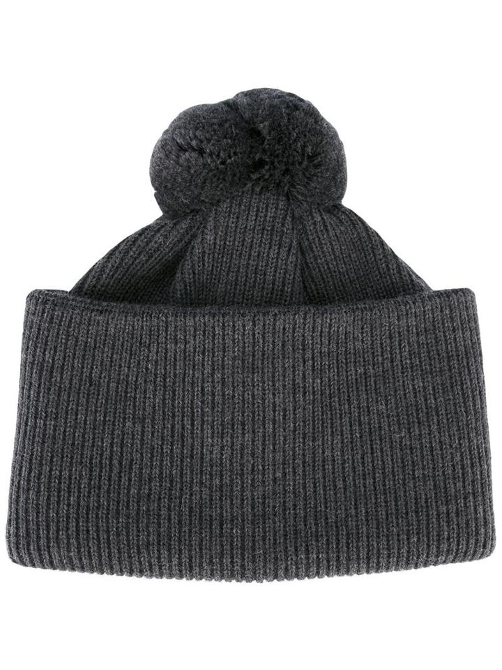 Federica Moretti Pom Pom Beanie, Women's, Grey, Virgin Wool