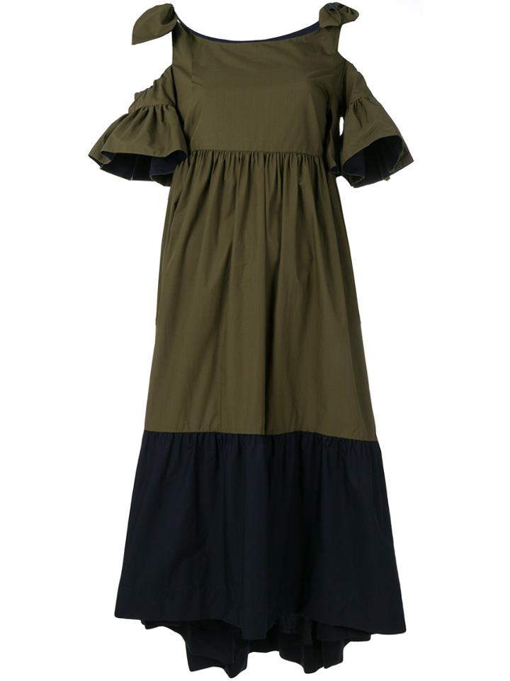 Pinko Cold Shoulder Flared Dress - Green