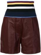 Sportmax Striped Elastic Waist Shorts - Red