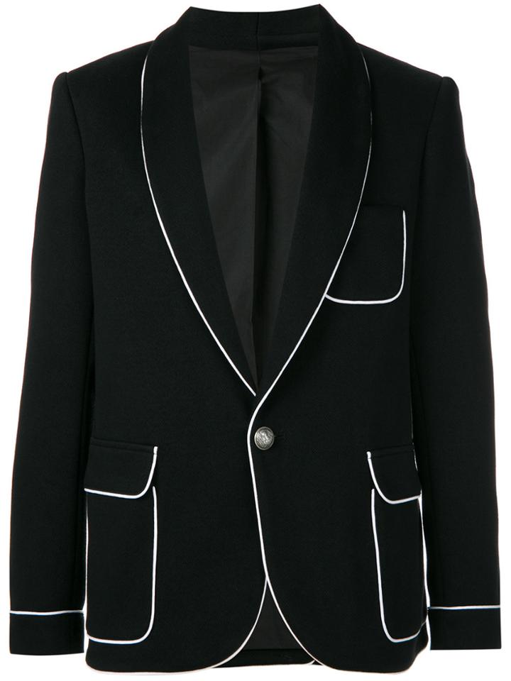 Balmain Piped Trim Blazer - Black