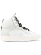 Grey Mer Panelled Hi-top Sneakers - White