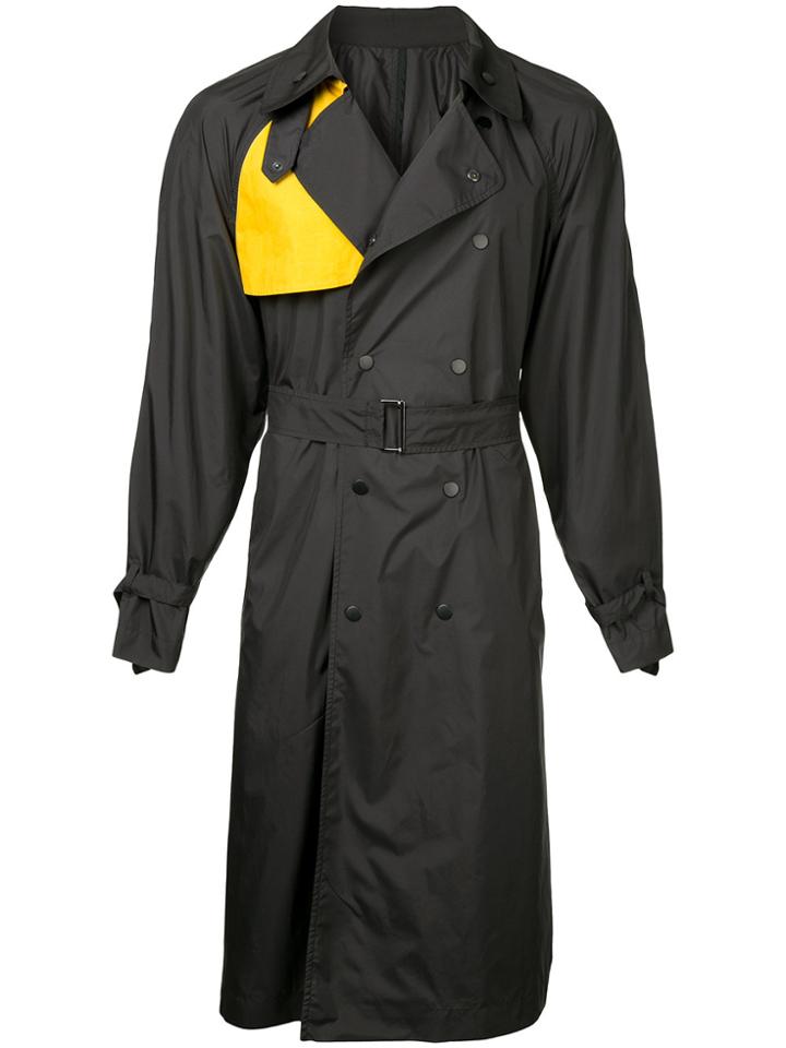 Zambesi Double Breasted Color Blocked Trench Coat - Black