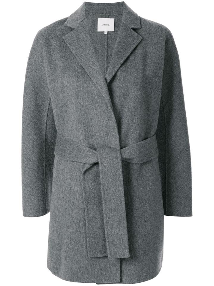 Vince Textured Belted Coat - Grey