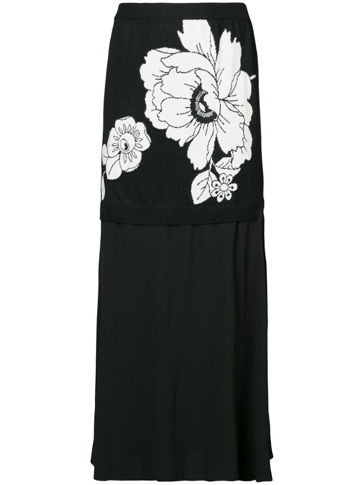 Tanya Taylor Floral Print Frill Layered Skirt - Black