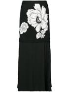 Tanya Taylor Floral Print Frill Layered Skirt - Black