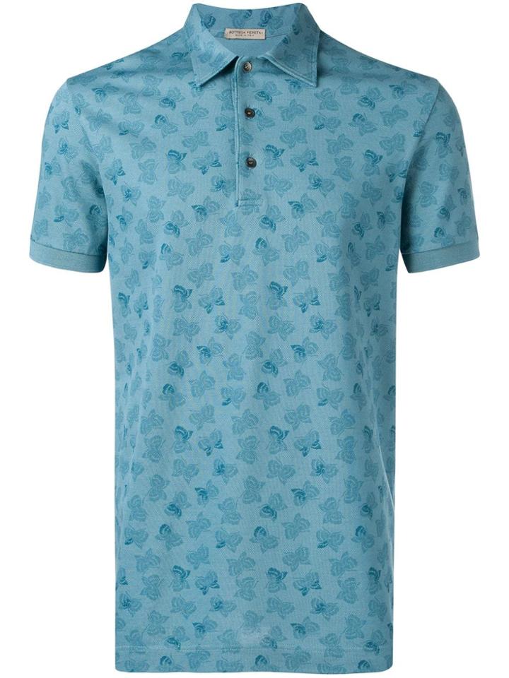 Bottega Veneta Butterfly Print Polo Shirt - Blue