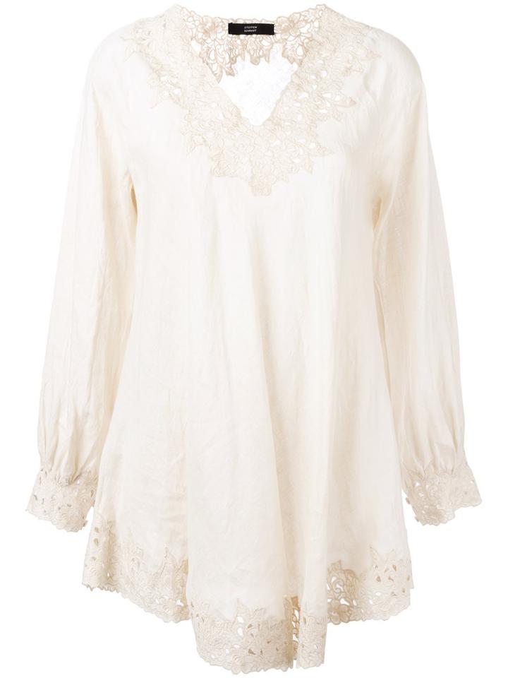Steffen Schraut Floral Lace Blouse, Women's, Size: 36, Nude/neutrals, Linen/flax