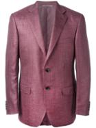 Canali Flap Pocket Blazer, Men's, Size: 58, Red, Silk/linen/flax/wool/cupro