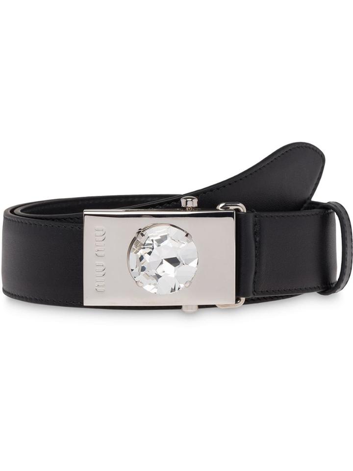 Miu Miu Crystal Detail Belt - Black