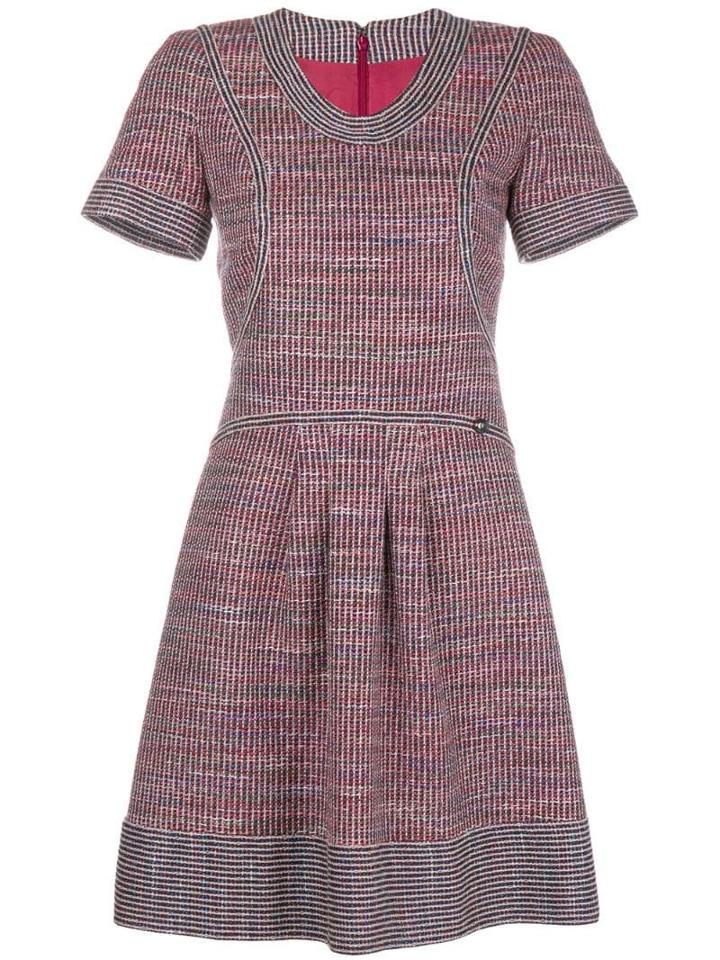Chanel Pre-owned Tweed Short-sleeved Dress - Red