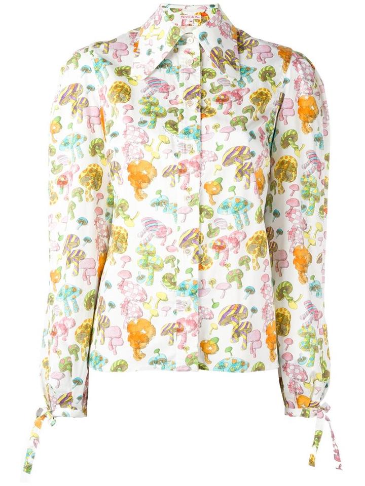 Olympia Le-tan Mushroom Print Shirt, Women's, Size: 38, White, Cotton