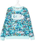 Kenzo Kids Teen Sea Creature Printed Sweatshirt - Blue