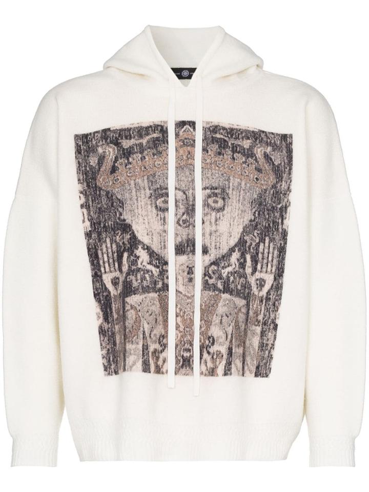 Edward Crutchley Graphic Print Hoodie - White