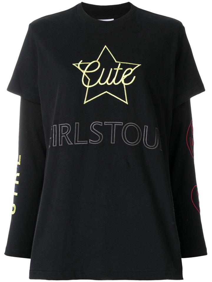 Chiara Ferragni Cute Girlstour Layered Sleeves T-shirt - Black