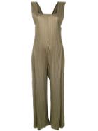 Pleats Please By Issey Miyake Square Neck Pleated Jumpsuit - Green