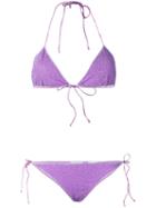 Oseree - Lurex Triangle Bikini - Women - Polyamide/polyester/spandex/elastane - M, Pink/purple, Polyamide/polyester/spandex/elastane