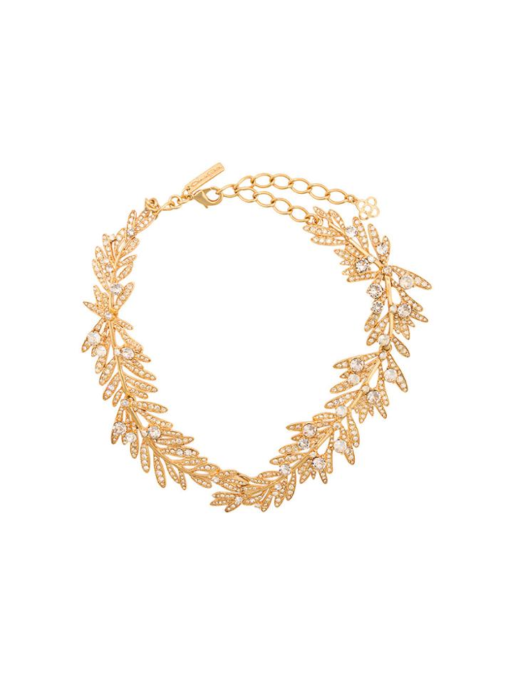 Oscar De La Renta Tropical Palm Crystal Necklace - Yellow & Orange