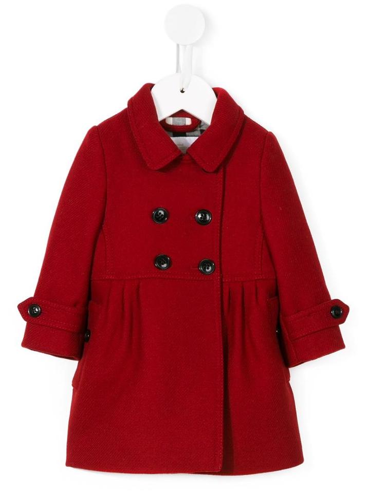 Tailored Double Breasted Coat, Toddler Girl's, Size: 36 Mth, Red, Burberry Kids