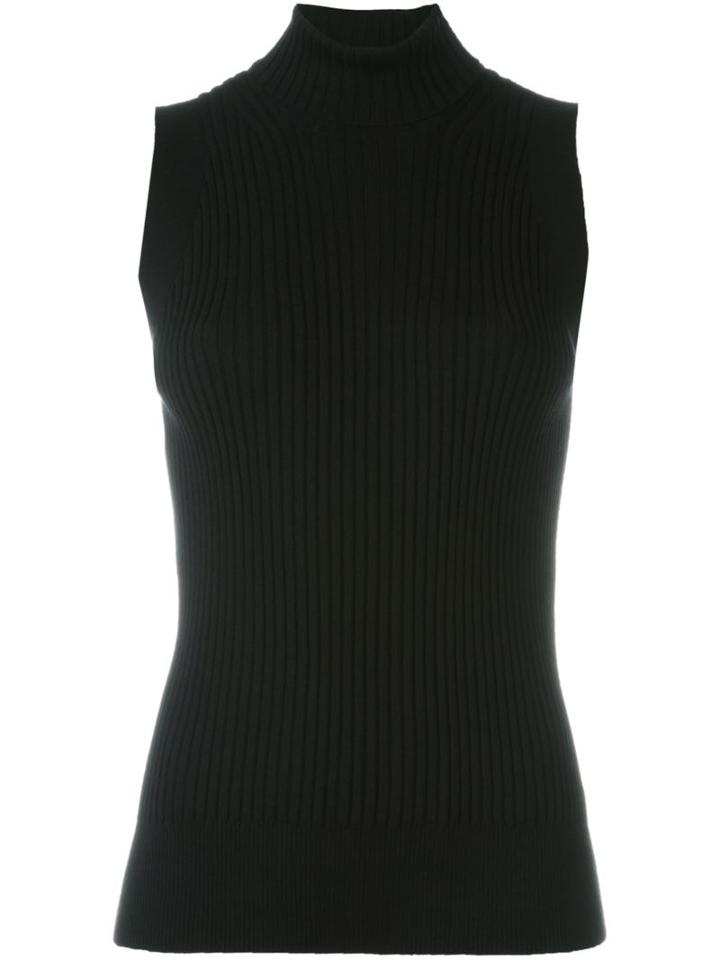 Maison Margiela Ribbed Turtle Neck Top, Women's, Size: Small, Black, Wool