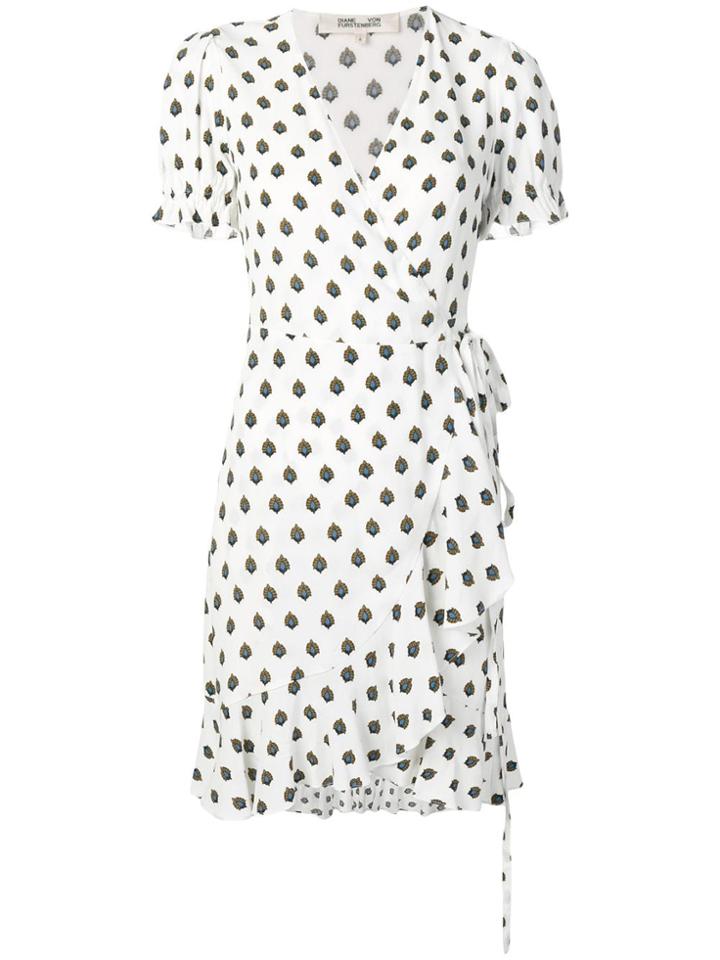 Dvf Diane Von Furstenberg Kelly Ruffled Mini Wrap Dress - White