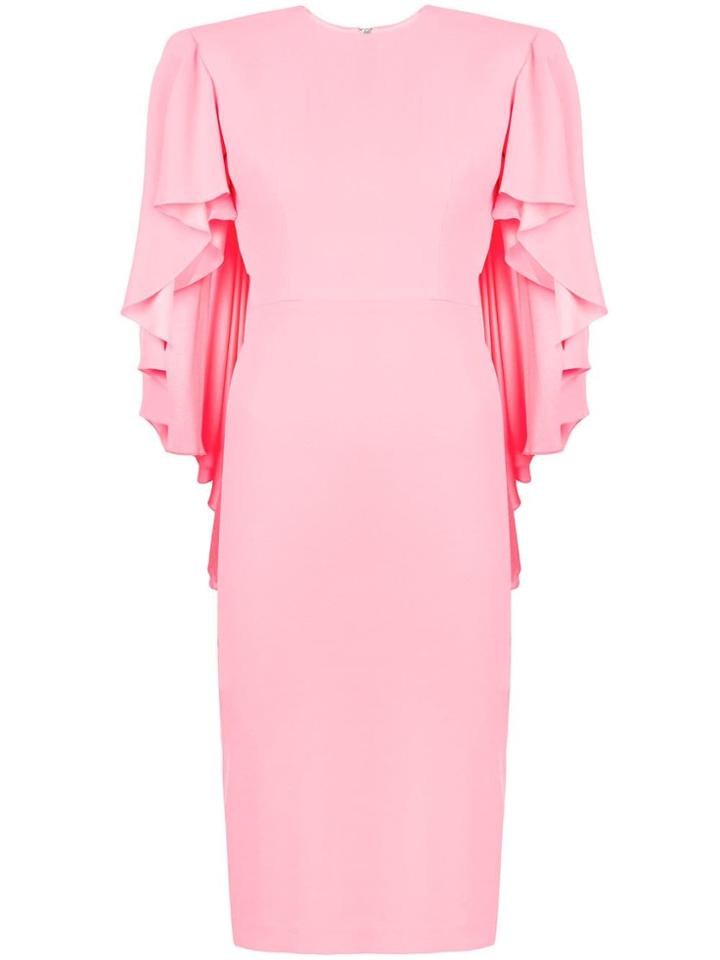 Alex Perry Ruffled Sleeves Fitted Dress - Pink & Purple
