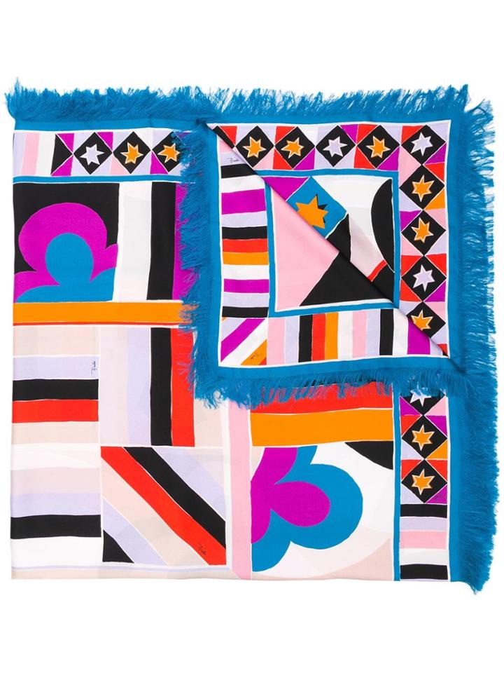 Emilio Pucci Large Printed Scarf - Blue