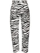 Attico Zebra Stripe Slim Leg Cotton Trousers - White