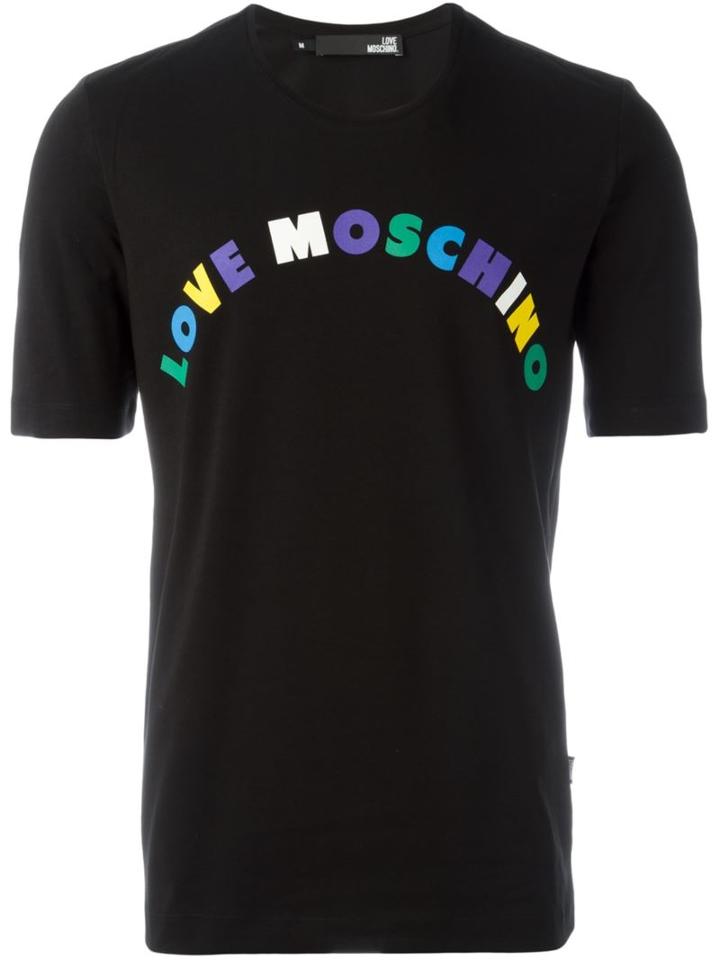 Love Moschino Logo Print T-shirt, Men's, Size: Large, Black, Cotton/spandex/elastane