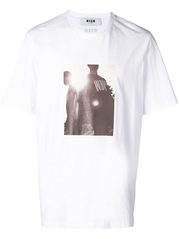 Msgm Photographic Print Crew Neck T-shirt - White