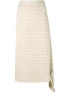 Stella Mccartney - Asymmetric Side Skirt - Women - Linen/flax - 42, Nude/neutrals, Linen/flax