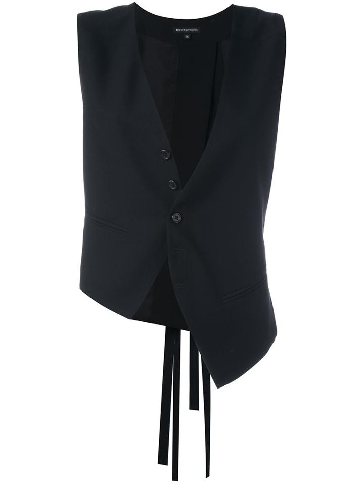 Ann Demeulemeester Asymmetric Fitted Waistcoat, Women's, Size: 36, Black, Cotton/rayon/virgin Wool