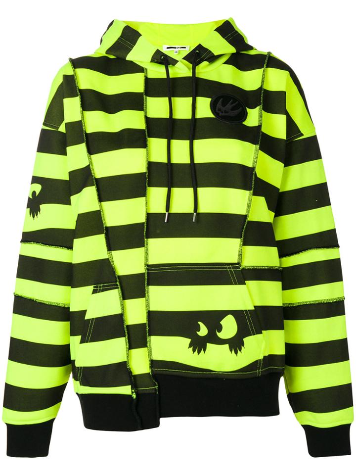 Mcq Alexander Mcqueen Striped Deconstructed Panel Hoodie - Yellow &