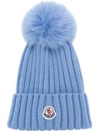 Moncler Pom Pom Knitted Hat - Blue