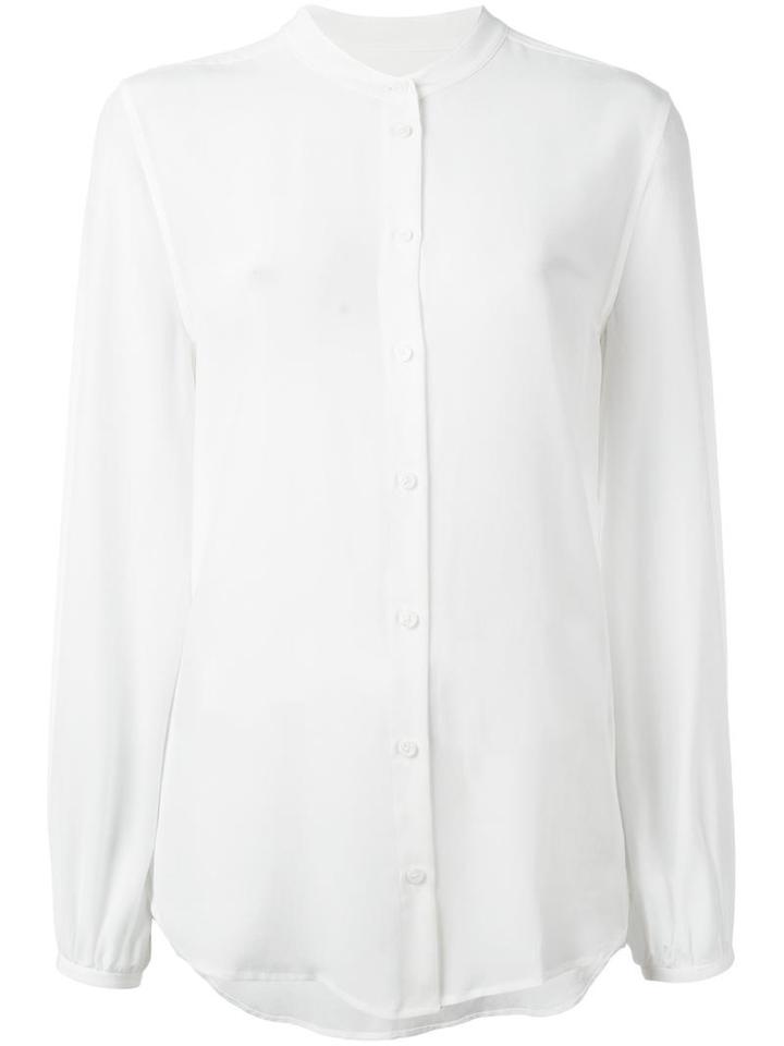 Equipment Band Collar Shirt, Women's, Size: Xs, White, Silk