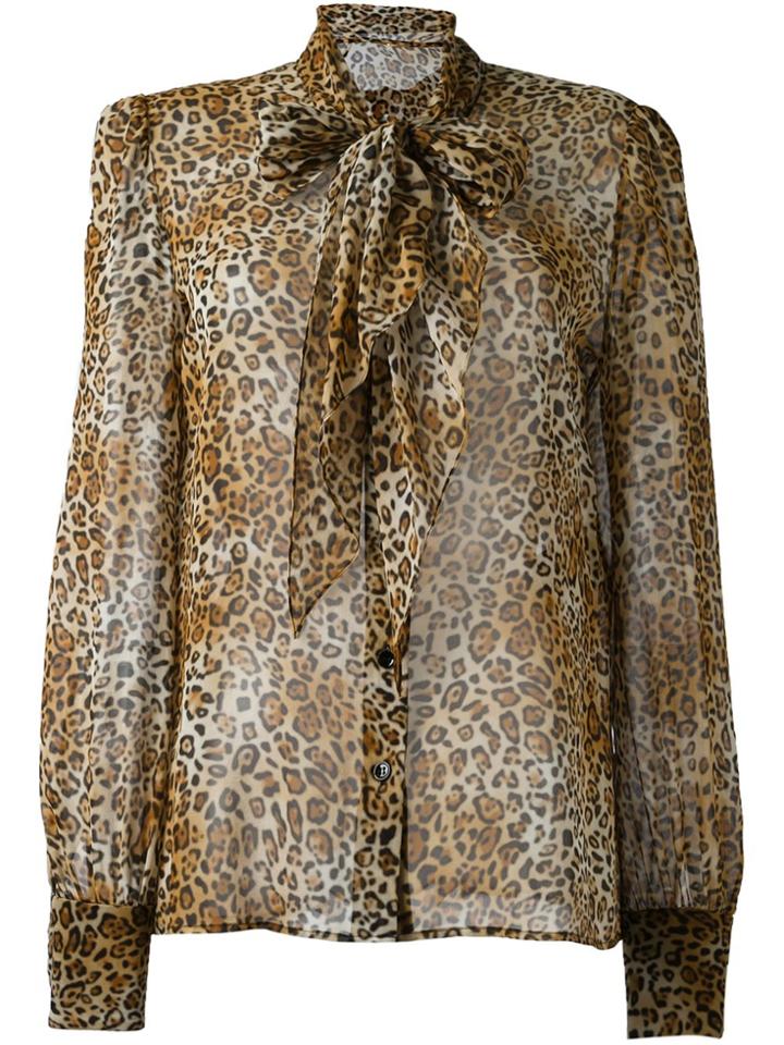 Saint Laurent Signature Lavaliere Blouse - Nude & Neutrals