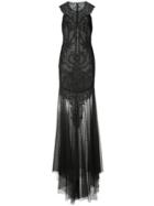 Monique Lhuillier Sheer Embellished Gown - Black