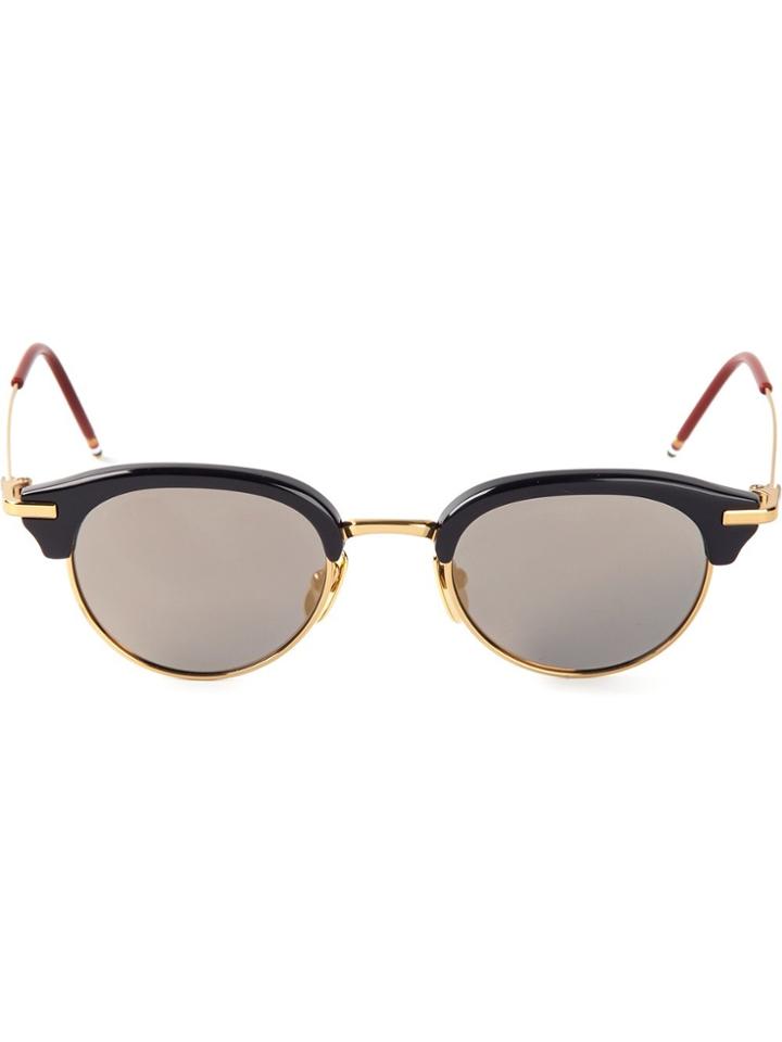 Thom Browne Eyewear Navy & 18k Gold Optical Glasses - Blue