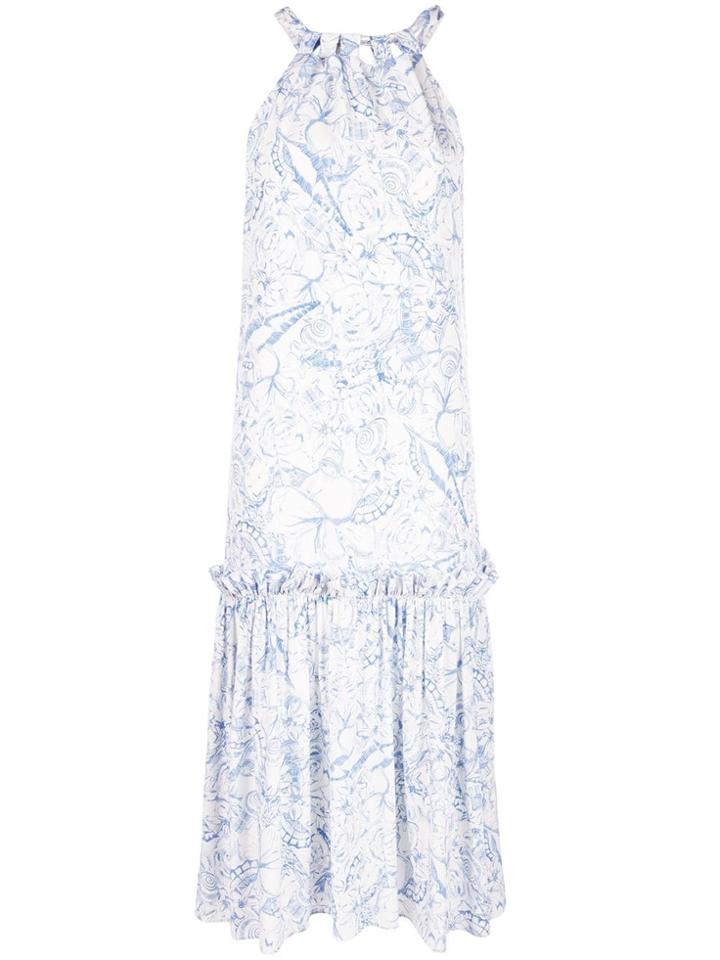 Tibi Toile Tie Neck Dress - Blue