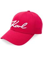 Karl Lagerfeld Signature Logo Cap - Pink & Purple