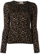 Lanvin Leopard Pattern Knit Top, Women's, Size: Large, Black, Viscose/polyamide/cotton