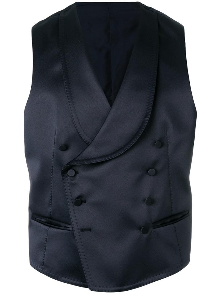 Tagliatore Asymmetric Button Up Waistcoat - Blue