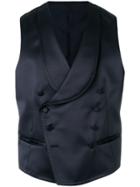 Tagliatore Asymmetric Button Up Waistcoat - Blue