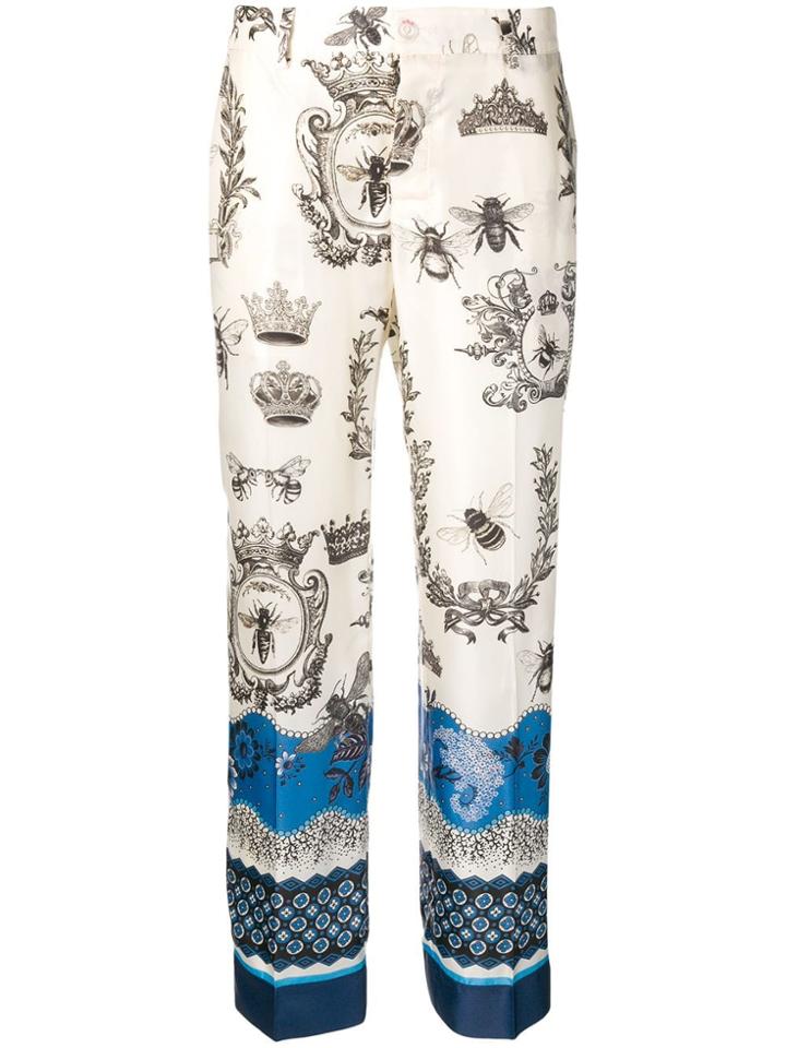 F.r.s For Restless Sleepers Crown & Bee Print Trousers - White