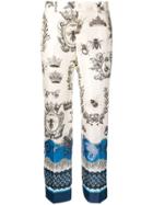 F.r.s For Restless Sleepers Crown & Bee Print Trousers - White