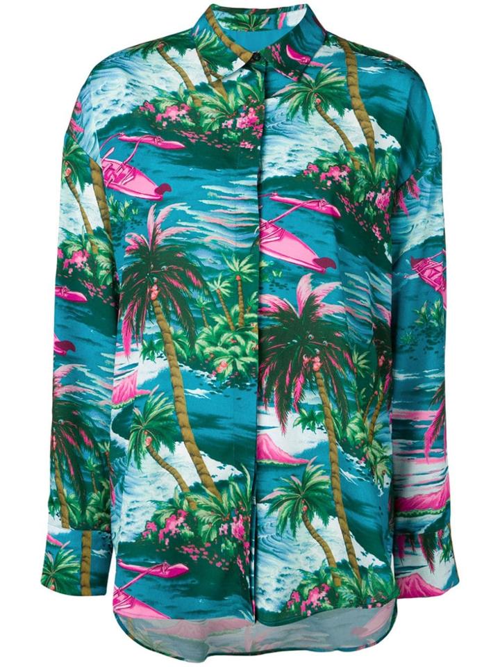 Msgm Printed Button Shirt - Blue