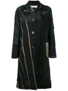 By Walid Victorian Mid-length Patchwork Coat - Black